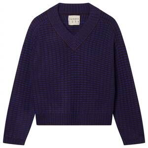 NEW JUMPER1234 women's crop rick rack vee sweater in hickory violet